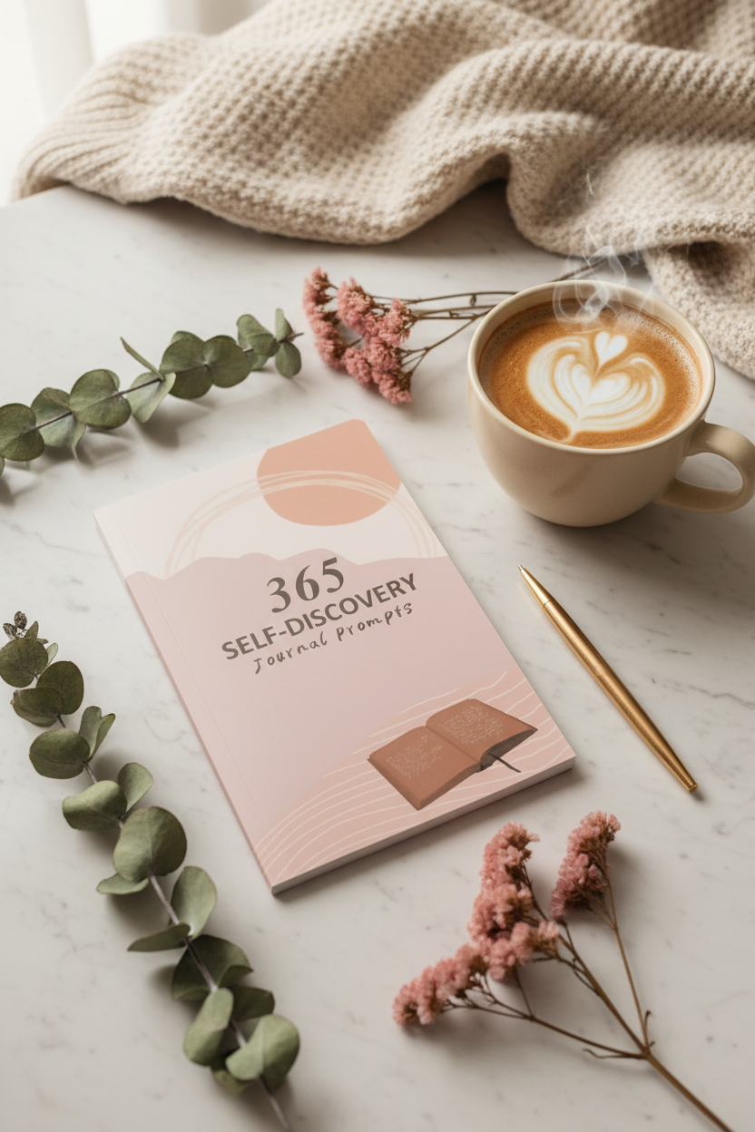 365 Self Discovery Journal Prompts Cozy Lifestyle Setting