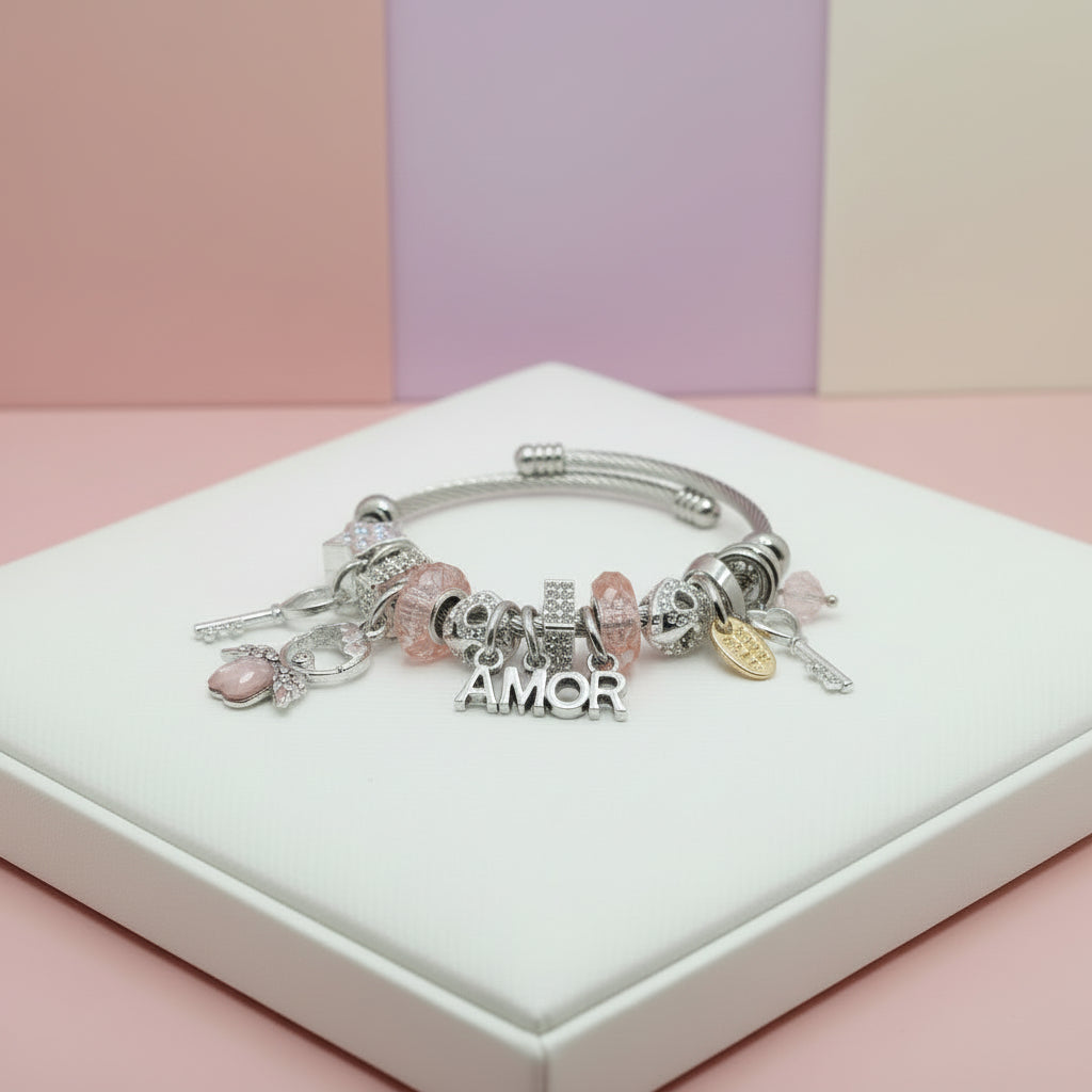 Silver Charm Bracelet & Keychain Women's Gift Set — Love Like Jesus