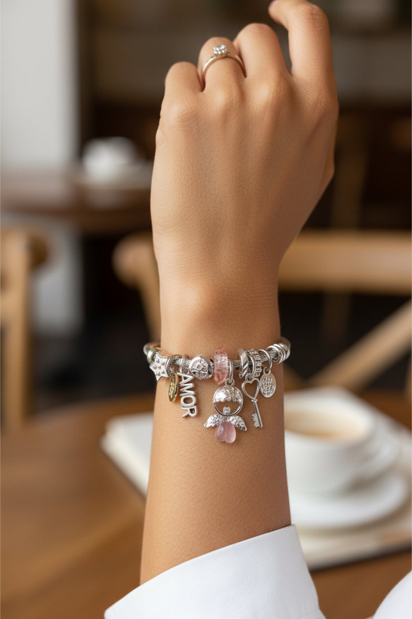 Silver Charm Bracelet & Keychain Women's Gift Set — Love Like Jesus