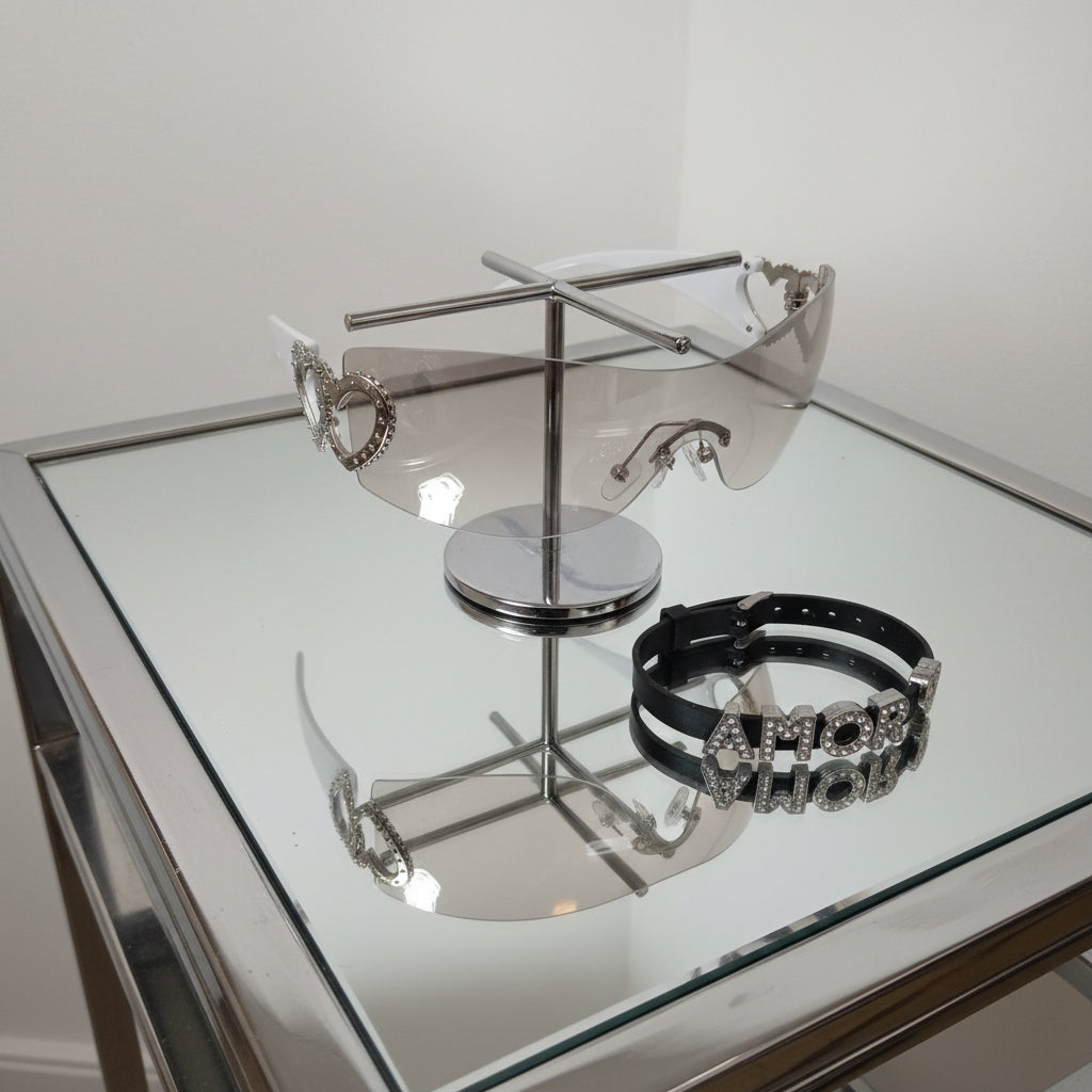 Rhinestone Heart Sunglasses & Crystal Bracelet Women's Gift Set
