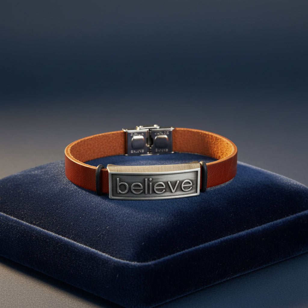 Leather Believe Bracelet & Grooming Kit Men's Gift Set