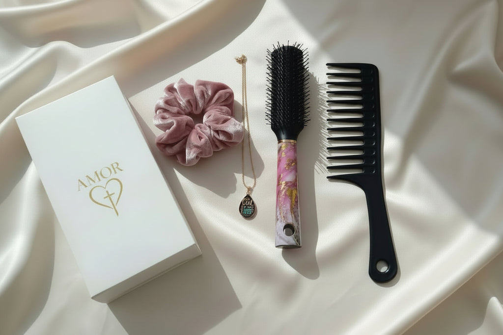 God Is Within Her Necklace & Hair Care Gift Set - Pink Edition