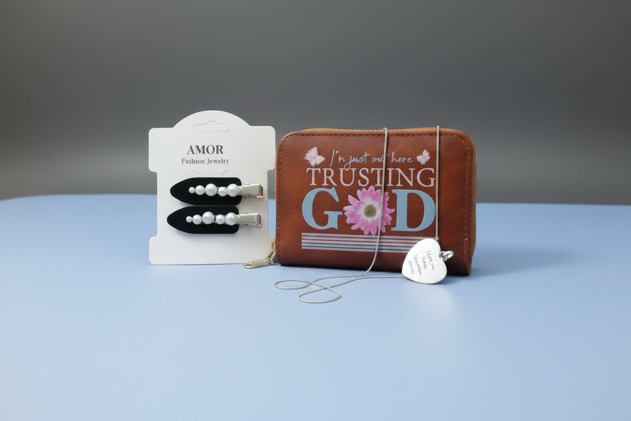 Faith Heart Necklace & Wallet Women's Gift Set