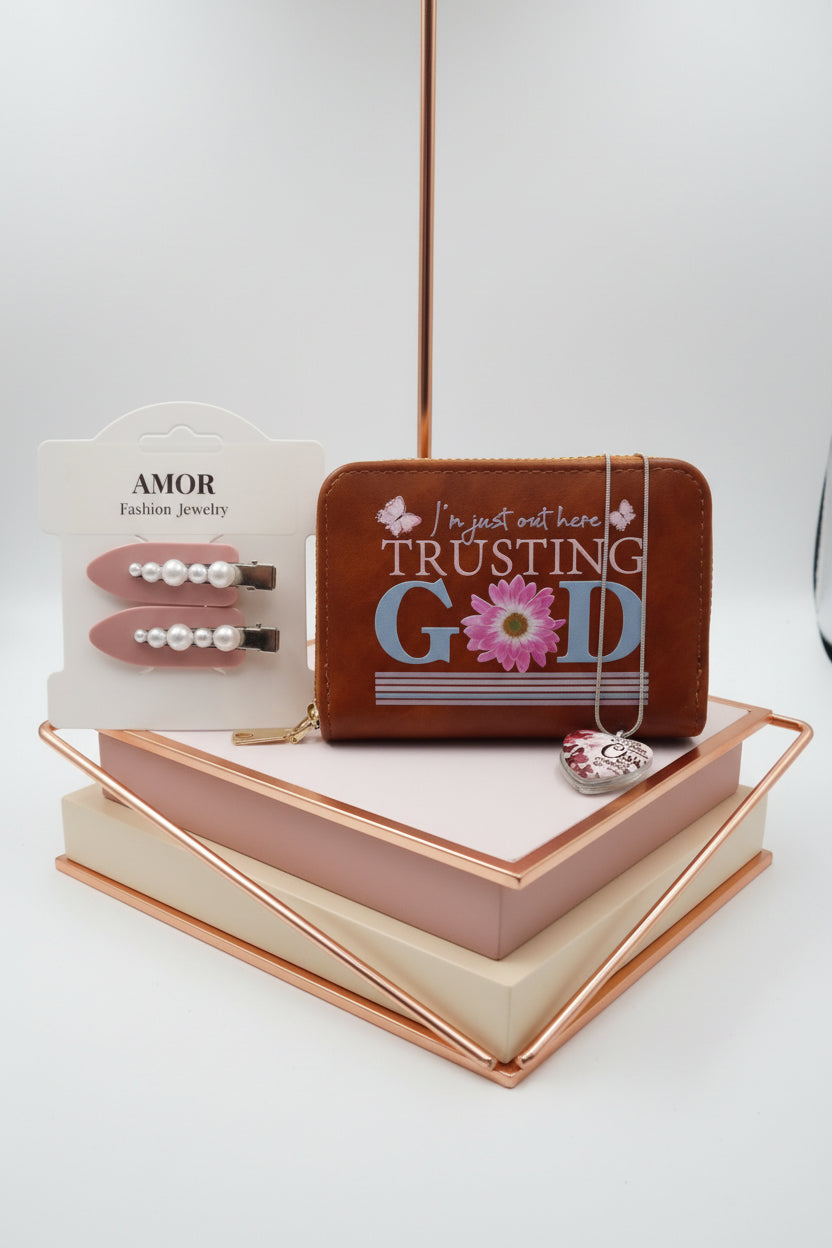 Faith Heart Necklace & Wallet Women's Gift Set