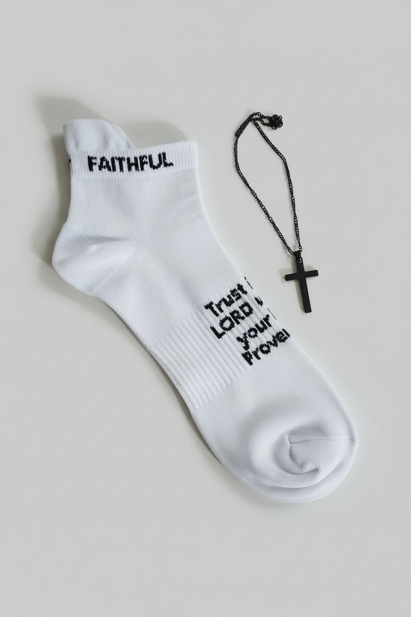 Faithful Cross Necklace & Sock Gift Set
