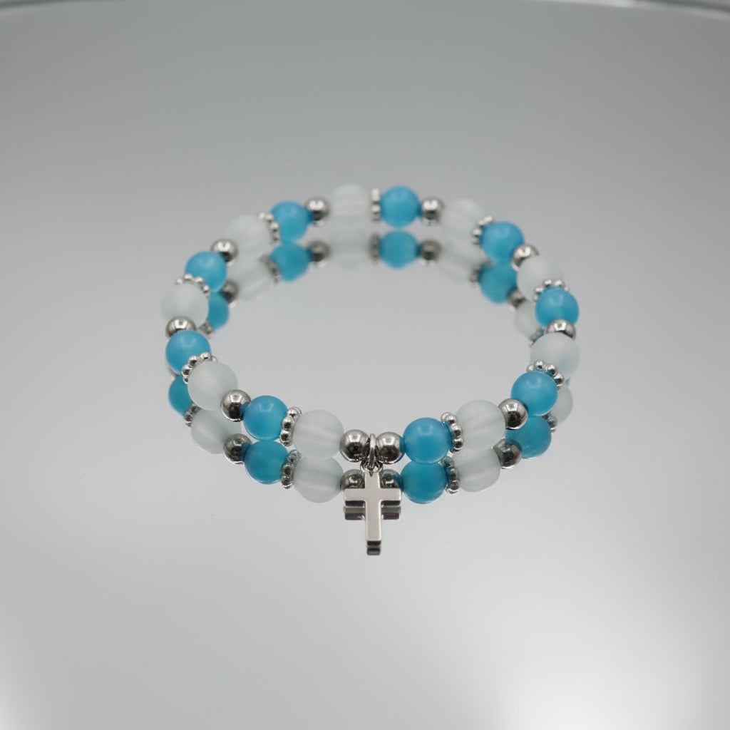 Teal Bead Cross Bracelet & Spa Women's Gift Set — POTS Awareness