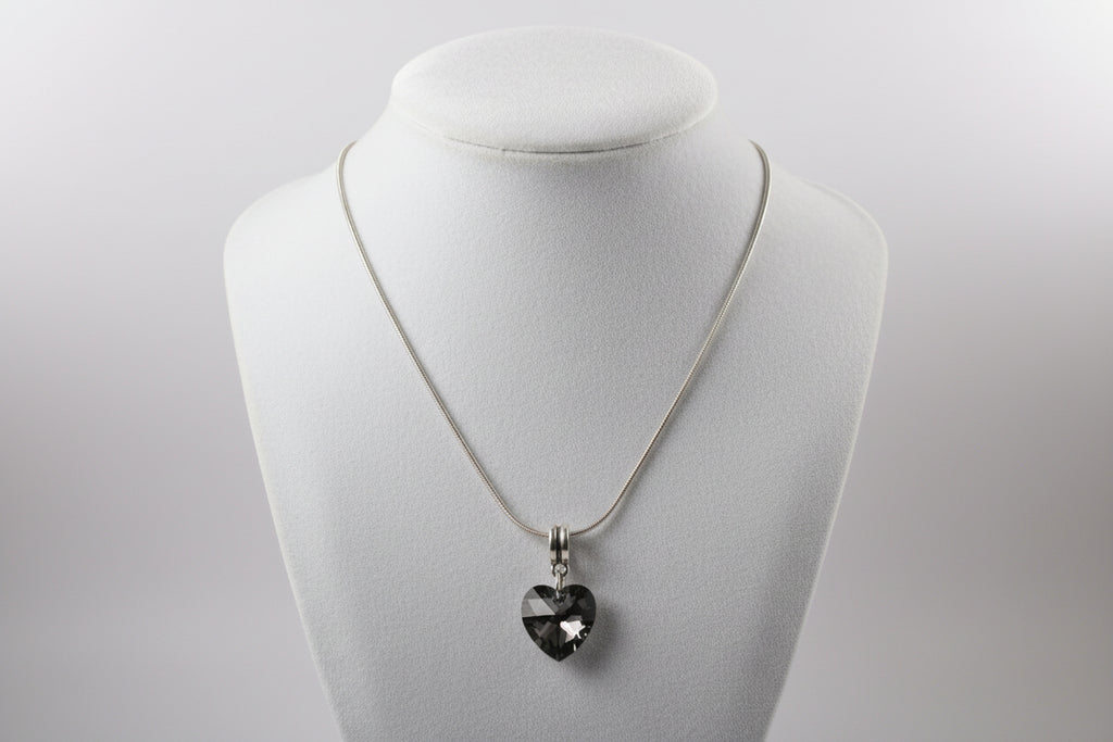 Crystal Heart Necklace & Leather Wristlet Women's Gift Set