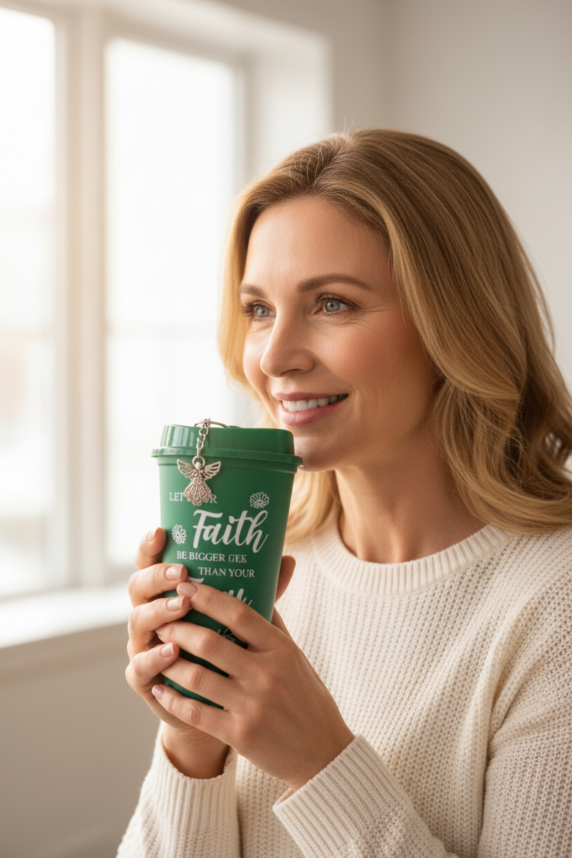 Faith Over Fear - Lady with Correct Cup