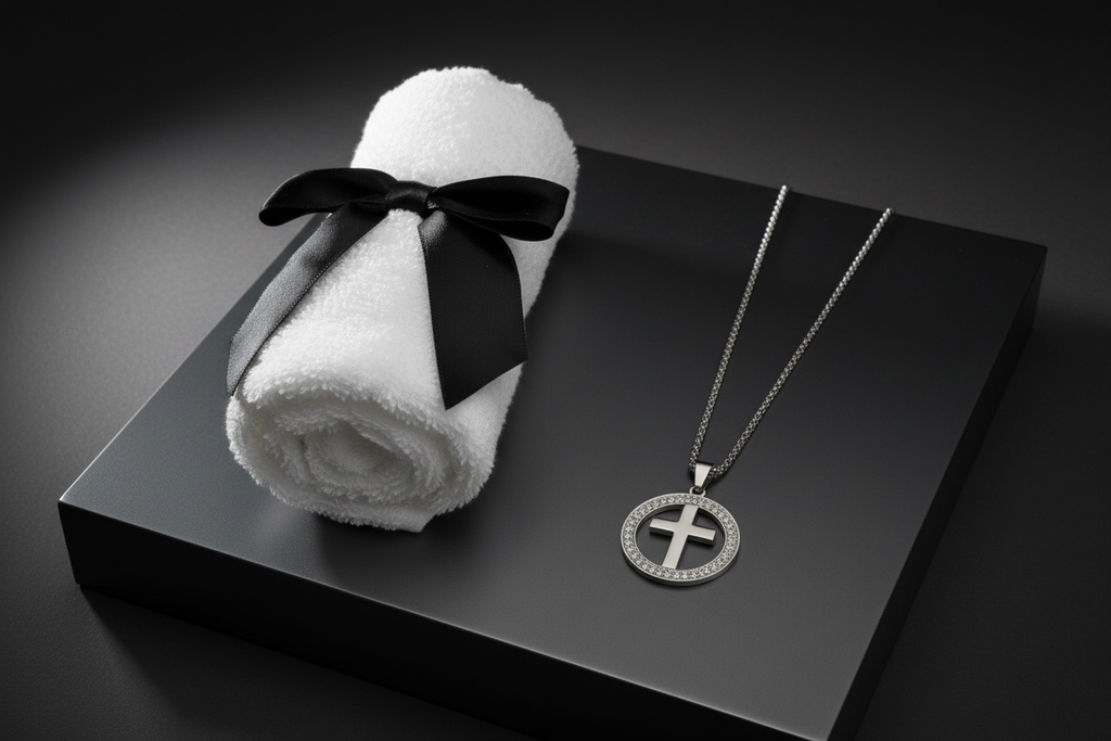 Silver Halo Cross Necklace-Men's Gift Set