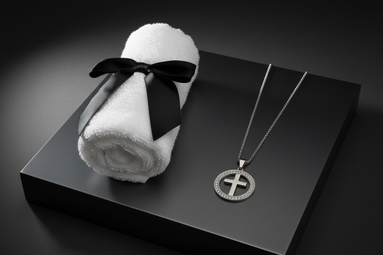 Silver Halo Cross Necklace-Men's Gift Set