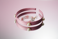 Girls pink pearl headband and white butterfly crystal bracelet gift set together