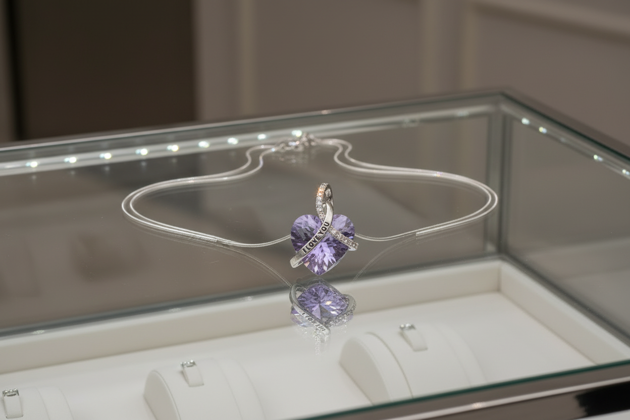 Iridescent Crystal Heart Necklace