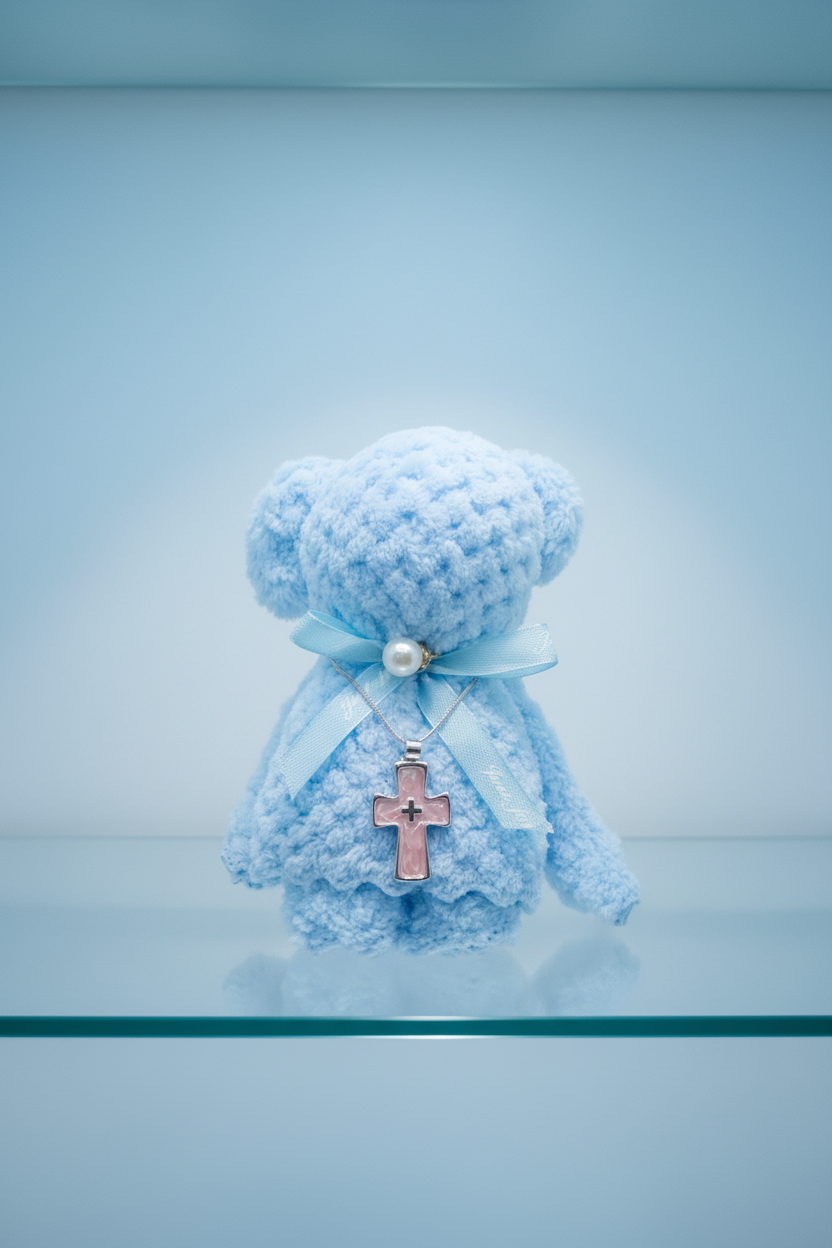 The Grace Bear - Blue - Glass Shelf Display